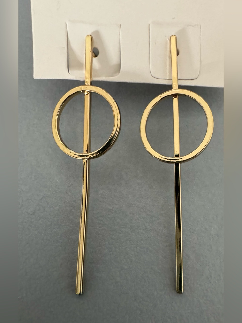 Modern Gold Drop Circle & Bar Earrings - Women's Fashion Jewelry